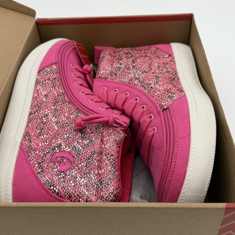 Billy Classic DJR High II Shoes 6 Fuchsia Snake Pink Lace & Easy Zipper NIB